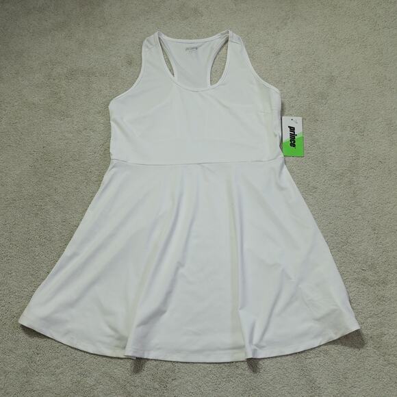 NWT Prince Womens Tennis Pickleball Match Dress with Racerback Pure White Size L - Picture 1 of 7